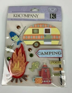 K&Company Maß Aufkleber Camping Camper Angeln Scrapbooking 3D Set NEU  - Bild 1 von 2