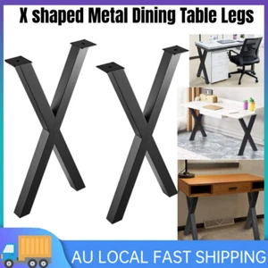 2pcs Table Legs Coffee Dining Table Leg Steel Industrial X-Shape Desk Legs 28in - Picture 1 of 11