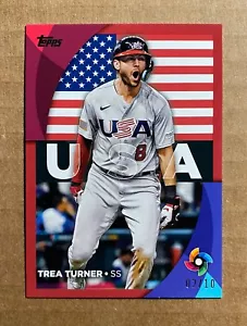 2023 Topps Series 2 World Baseball Classic Trea Turner Red 2/10 - Picture 1 of 2