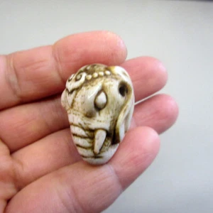 Vintage Handwork Netsuke Necklace Deer Horn Pendant Elephant Statue SYSN-306 - Picture 1 of 7