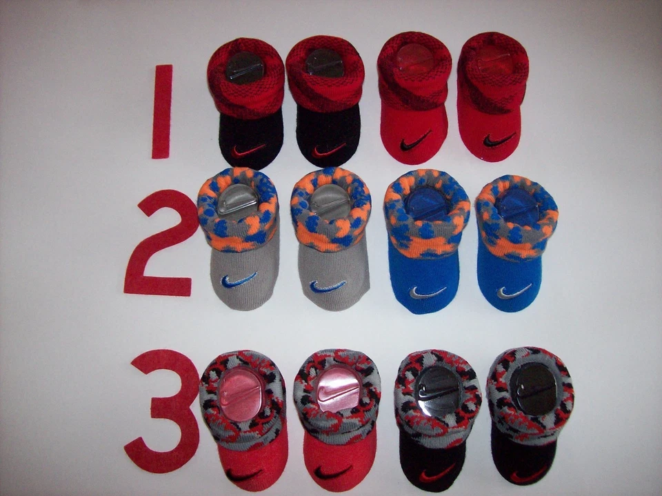 Nike Crib Shoes Booties Socks Baby Boy Girl Swoosh Select Style Color 0-6 Mo NIB - Image 1 of 1