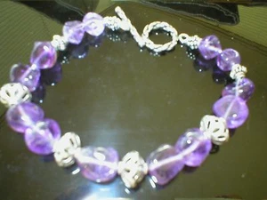 Sterling Silver Beads And Amethyst beads Bracelet - Picture 1 of 1