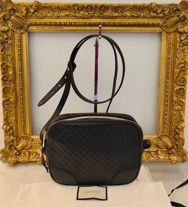 GUCCI BREE CAMERA BAG Tracolla PELLE Microguccissima Nera - Imagen 1 de 24
