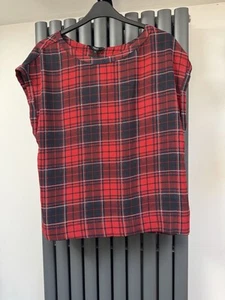 Bnwt new Next red and black tartan ladies blouse top size 16 - Picture 1 of 4
