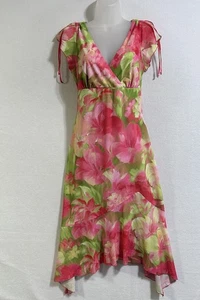 Vintage 90s Y2K Womens Midi Dress L Floral Fairy Asymmetrical Dainty Babydoll - Picture 1 of 9