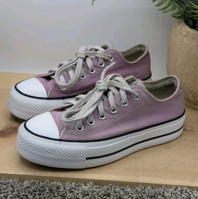 Zapatos cómodos Converse All Star Ox bajos de cuero púrpura con plataforma para mujer talla 6 Foto 1 de 4