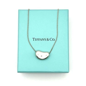Tiffany & Co Elsa Peretti Silber Bohne Anhänger Halskette - Bild 1 von 11