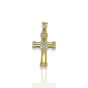 Kreuz zweifarbig Anhänger - 14k Gelbgold - Bild 1 von 2