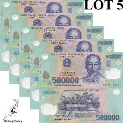 Viet Nam Vietnam 500000 Dong 2020 P 124 Polymer UNC 1/20 Bundle LOT 5 pcs - Image 1 of 2