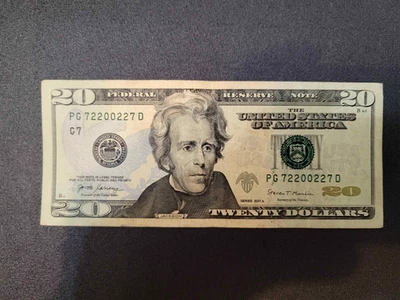 ⚡Palindromic Serial Number "Radar" On 2017 A 20 Dollar Bill Ternary Code Number⚡ - Image 1 of 3
