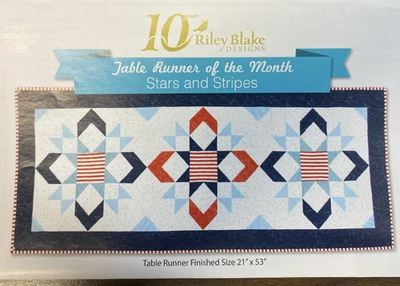 Kit Corredor de Mesa Riley Blake Estrellas y Rayas Rojo Blanco y Azul 21" x 53" Foto 1 de 3