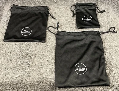 Leica Logo Black Lens Cases Small Soft Pouch for leica lenses Lot Of 3 As Shown - Image 1 of 4