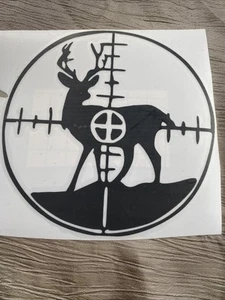 Buck Deer In Crosshairs Hunting Shooting Target Decal Sticker, Black Vinyl - Picture 1 of 4