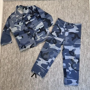 Vintage Trooper 90s Camouflage Shirt & Pants Set Youth Child Size 6 Blue USA - Picture 1 of 18