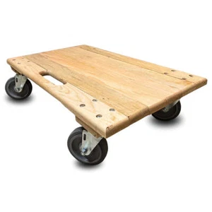 Solid Top Oak Furniture Dolly - 18"x30" - Solid Deck Durable with 5" Thermo Rubb - Picture 1 of 1