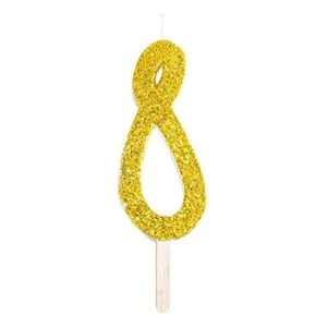 Birthday Cake Candles PME Gold Glitter Number Numeral 8 Party Celebration Topper - Picture 1 of 1