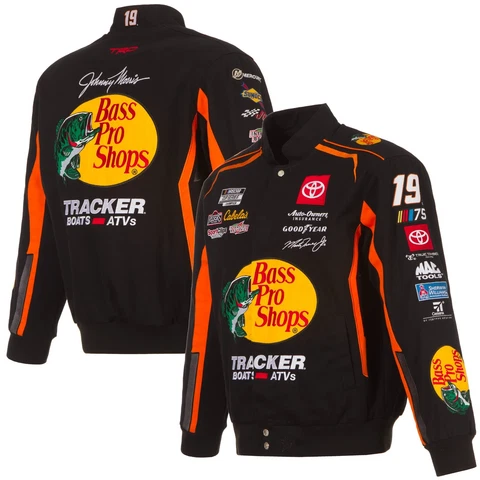 2023 Martin Truex Jr Bass Pro Shops Cotton Twill  Full-Snap Jacket Black Cover