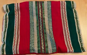 PIER ONE EMBROIDERED RED GREEN BURLAP CHRISTMAS PILLOW COVER 12 X 18 - Picture 1 of 3