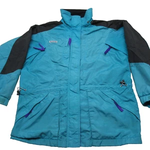 VTG Columbia Jacket Women Medium Teal Double Whammy Full Zip 3 in 1 Shell Parka - Picture 1 of 18