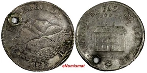 BOLIVIA Silver Proclamations 1853 2 soles Mint building Mountains Burnett-55C(6) - Picture 1 of 3