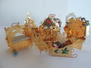 Juego de 7 adornos vintage enchapados en oro Danbury Mint Twas the Night Before Christmas - Imagen 1 de 8