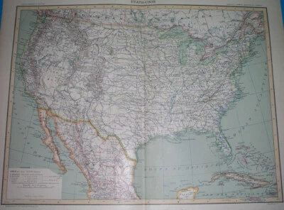 1898 RARE ORIGINAL MAP UNITED STATES TEXAS FLORIDA NEW YORK CALIFORNIA ILLINOIS - Image 1 of 4