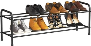 2-Tier Stainless Steel Shoe Rack Organizer Stackable 8-Pair Storage Shelf Silver - Picture 1 of 7