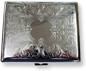Etched Cigarette Case Victorian Style Metal Holder for Regular, King and 100'S S - Picture 1 of 12