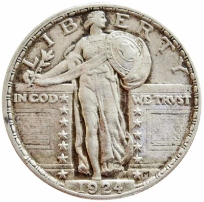 1924 SILVER UNITED STATES STANDING LIBERTY QUARTER 25C AU CONDITION - Image 1 of 2