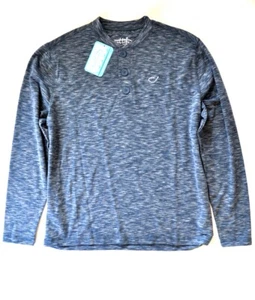 NWT Reel Life Mens Boardwalk Slub Henley Sz M - Gray/blue Surf wear fishing - Picture 1 of 7