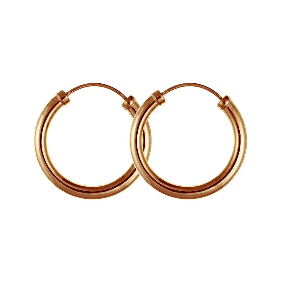 9ct Rose Gold Hoop Earrings Men's Women's 18 x 2.5mm Quality UK 375 Stamped NEW - Image 1 of 3