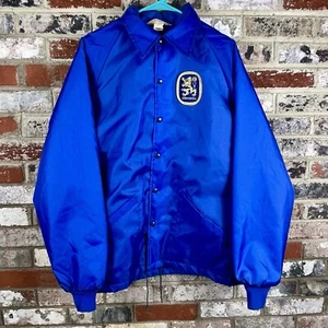 Vintage 80er Lowenbrau Bier Langarm Jacke Patch Mantel Blau Herren Gr. Medium - Bild 1 von 5