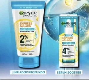 2 GARNIER SKIN ACTIVE EXPRESS ACLARA NUEVO VITAMINA C+ACIDO SALICILICO 2 PACK! - Picture 1 of 3