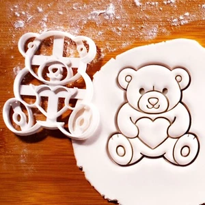 Teddy Bear with Heart Cookie Cutter - baby shower valentines day wedding love - Picture 1 of 4