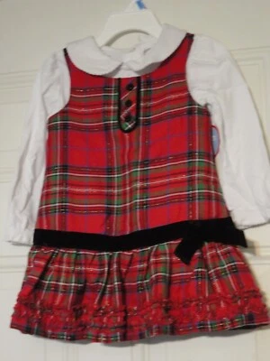 VESTIDO A CUADROS WONDER NIÑOS NIÑAS 18M VACACIONES/FIESTA/ROJO/VERDE/MAMELUCO 1 PIEZA NUEVO CON ETIQUETAS Foto 1 de 3