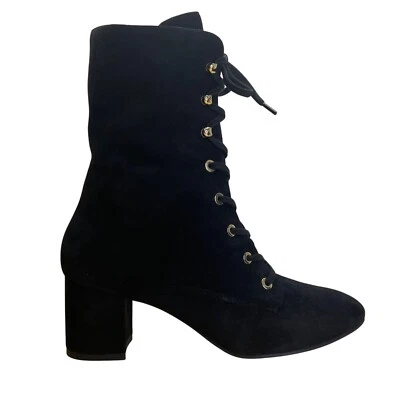 Stuart Weitzman черная замша блок каблук шнурует вверх ботильоны размер 9B - новый - Изображение 1 из 4