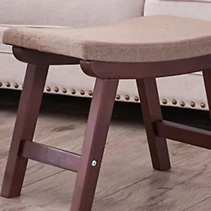 Simple Solid Wood Fabric Low Stool Bench (A5 / Beech Log Color Khaki) - Picture 1 of 24
