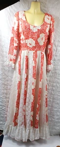 VTG HOLLY-MODE of CALIFORNIA 70s Prairie dress CottageCore SMALL (tag sz 10) - Picture 1 of 15