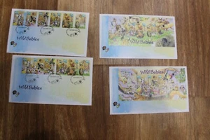 2001 WILD BABIES CARTOON FDC SET OF 4 COVERS - Picture 1 of 1