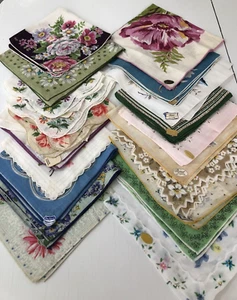 Vintage Ladies Hankies Lot Of 20 FLORALS - NEAR FLAWLESS CONDITION - Picture 1 of 21