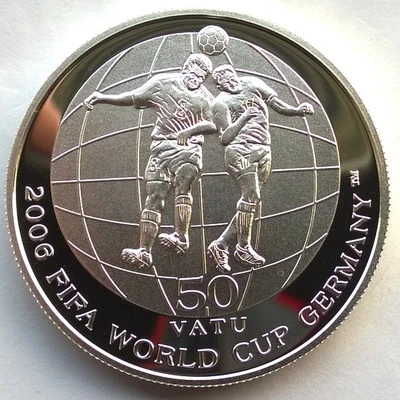 Vanuatu 2006 Soccer 50 Vatu Silver Coin,Proof - Image 1 of 2