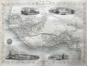 1851 Antique Map; Western Africa- John Tallis / Rapkin - Picture 1 of 5