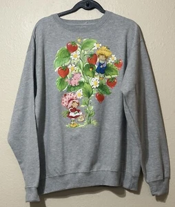 Retro 80's Strawberry Shortcake OVERSIZED Graphic GreyCrewneck Sweater XL - Picture 1 of 4