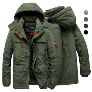 Men's Winter Military Thick Thermal Outdoor Parka Coat Jacket Hooded Windproof - Picture 1 of 25