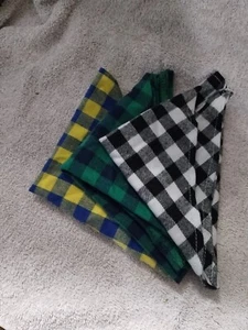 Pet Bandanas Dog Set of 3 Classic Triangle Plaid Scarf Washable - Picture 1 of 5