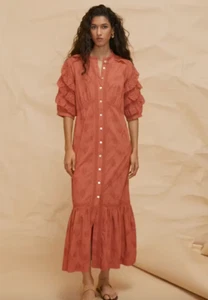 Wickel London Schiffli Maxi 100 % Baumwolle Kleid Größe 14 neu ohne Etikett bestickt Boho - Bild 1 von 23