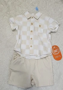 NWT Wonder Nation Boys 2 Piece Set Short Sleeve Top & Shorts Sz 3-6M Multicolor - Picture 1 of 4