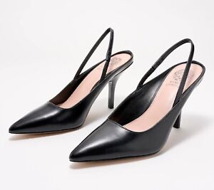 NEW Vince Camuto Riveq Slingback Stiletto Heel Shoe Black Leather Women Size 8.5