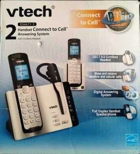 2 teléfonos conectados a teléfono celular inalámbrico con sistema de respuesta - Imagen 1 de 2