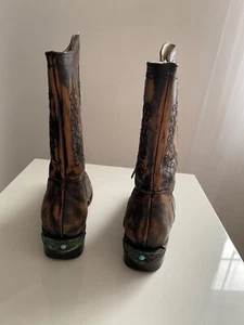 Women's FREEBIRD By STEVEN Brown Western Boots with Turquoise Detail 38 - Picture 1 of 17